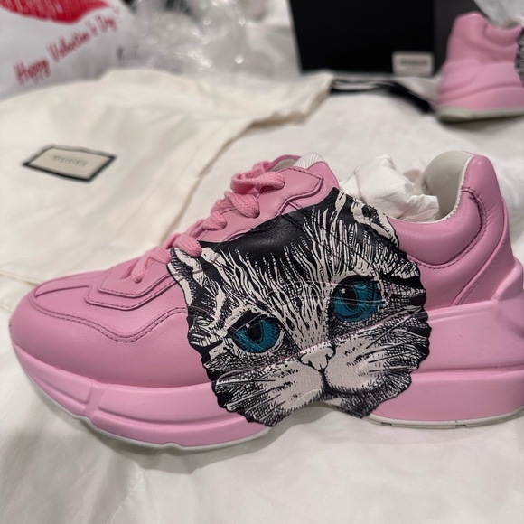 Gucci Rython Mystic Cat Pink Womans Guarunteed Authentic Size 4 Us - Picture 7 of 16
